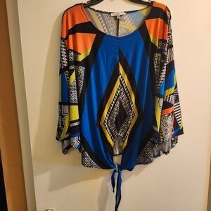 ANNALEE HOPE Colorful Geometric Women's Top Brand NewbSz 1X